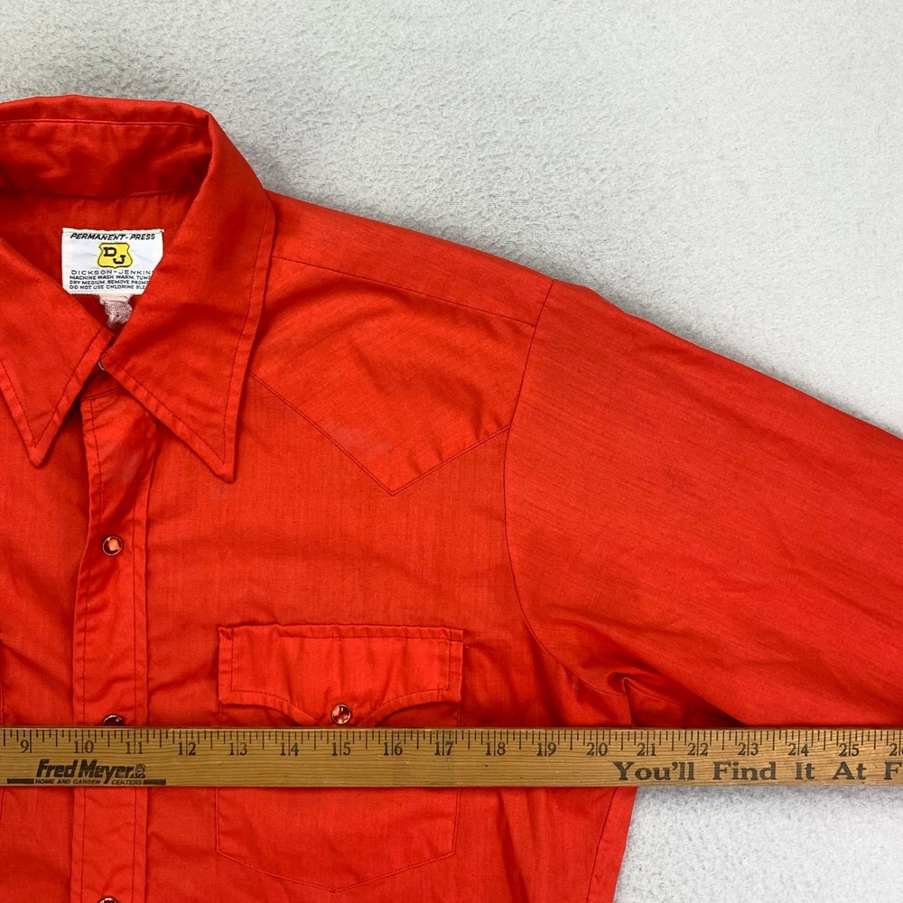 VTG 70s Dickson-Jenkins Snap Shirt Mens Large Red Long Sleeve Western Cowboy - Picture 7 of 10